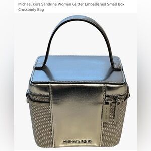 New With Tags, Michael Kors Sandrine Silver Small Box Crossbody Bag